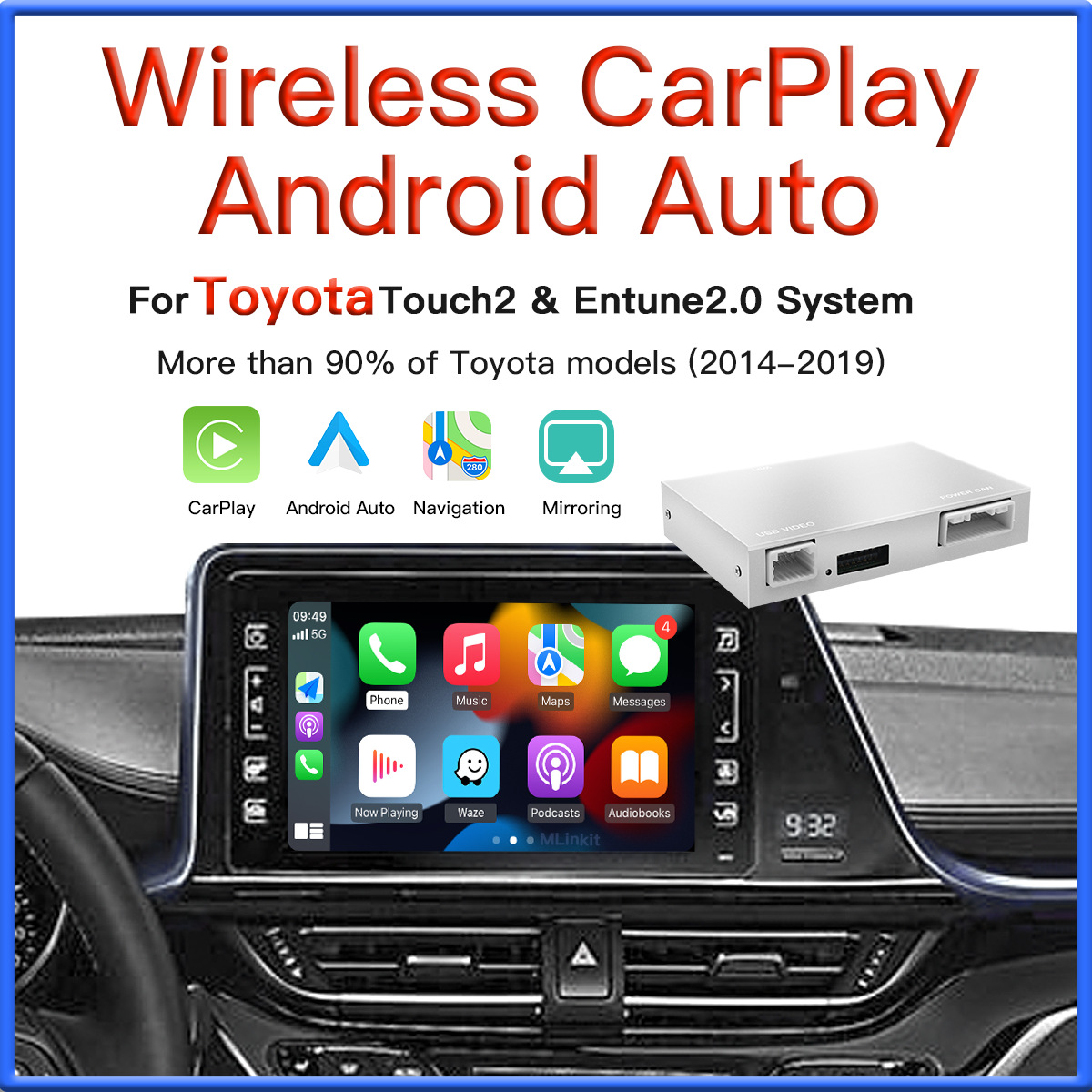 豐田車主福音 14-19款車型無線CarPlay/Android Auto解碼器，讓車機導航跨越升級